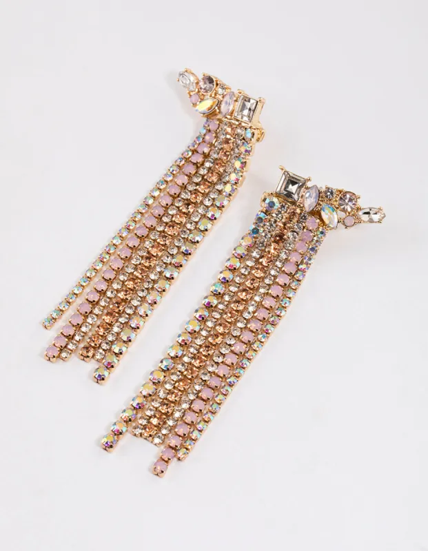 Gold Mixed Stone Cluster Drop Earrings sold by lovisa