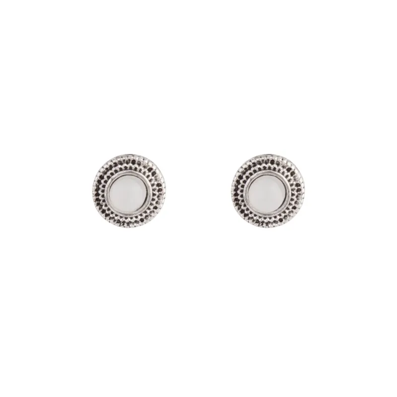 Antique Silver Diamante Centre Etched Earrings sold by lovisa