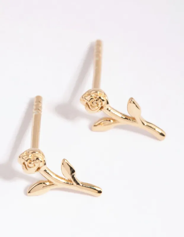 Gold Plated Sterling Silver Rose Stud Earrings sold by lovisa