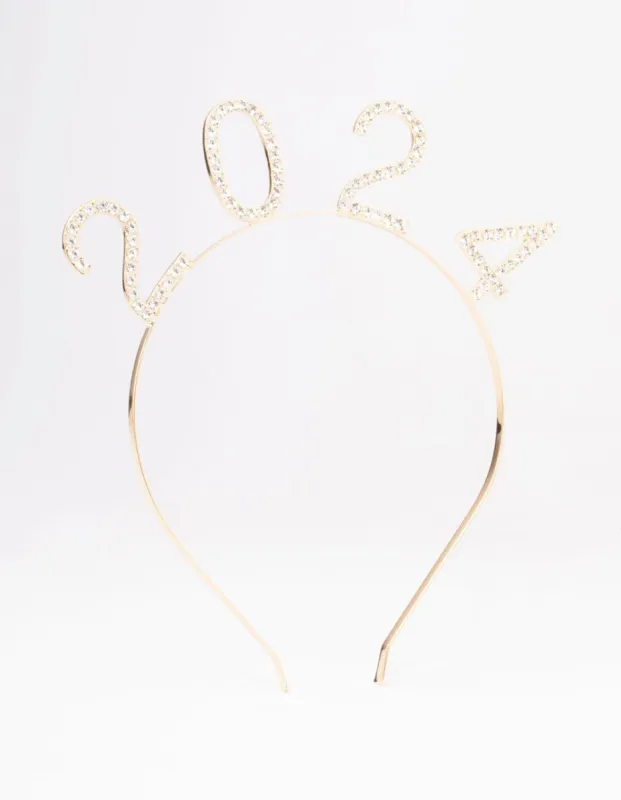 Gold Crystal 2024 Headband sold by lovisa