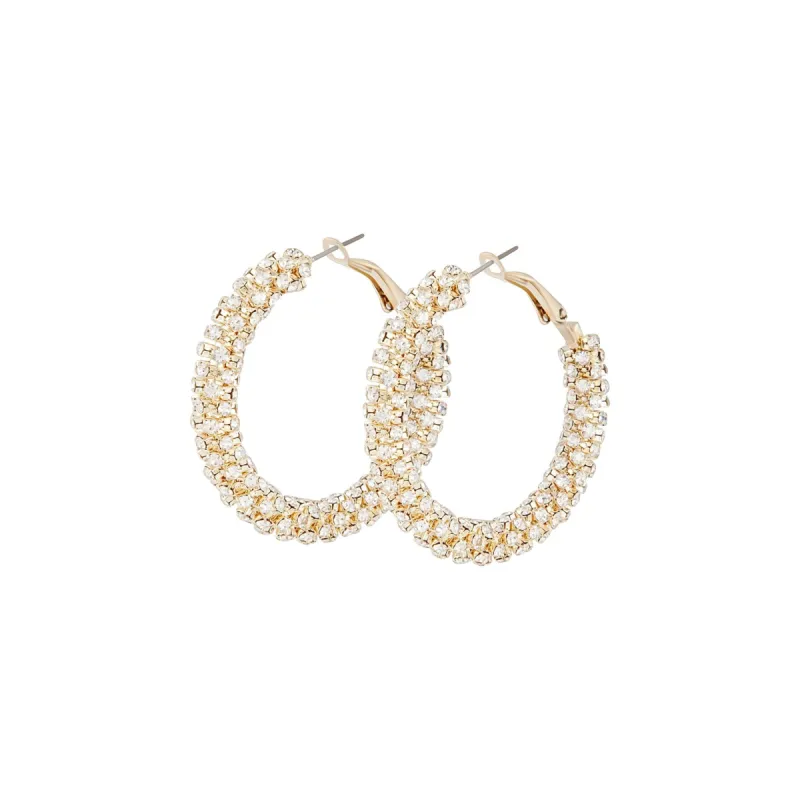 Gold Cup Chain Diamante Hoop Earrings sold by lovisa