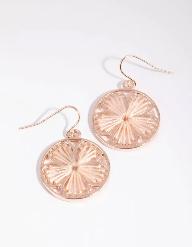Rose Gold Woven Thread Flower Earrings sold by lovisa