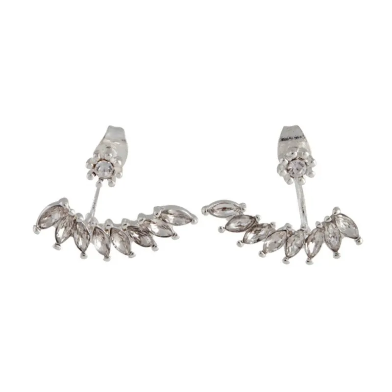 Silver Simple Navette Stone Jacket Earrings sold by lovisa