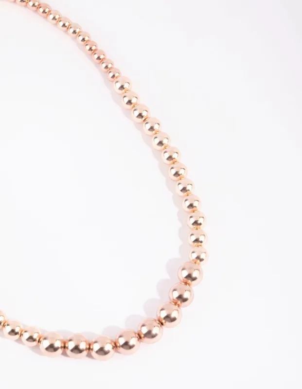 Rose Gold Graduated Bead Short Necklace sold by lovisa
