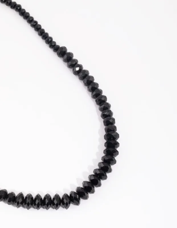 Black Graduated Facet Bead Short Necklace sold by lovisa