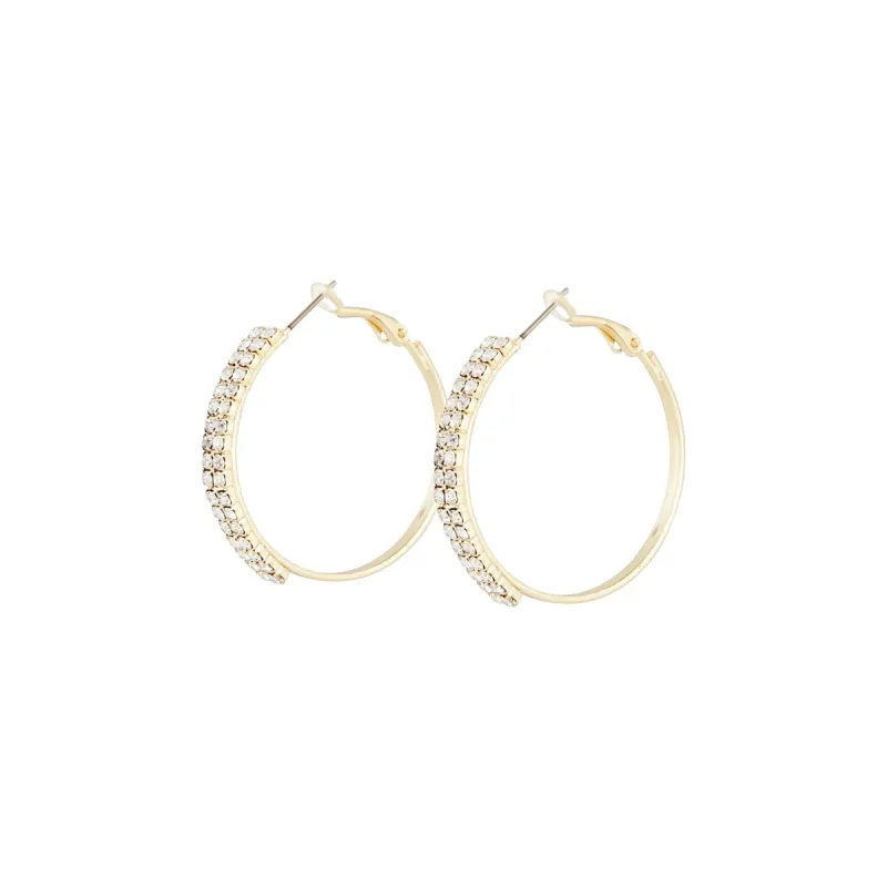 Gold Medium Diamante Hoop Earrings sold by lovisa