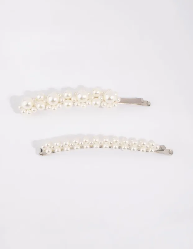 Silver Pearl Flower Clip Pack sold by lovisa