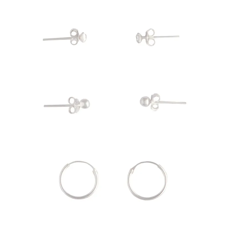 Sterling Silver Stud Diamante & Hoop Pack sold by lovisa