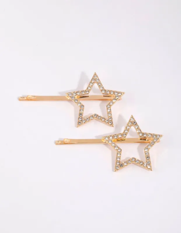 Gold Diamante Star Clip Pack sold by lovisa
