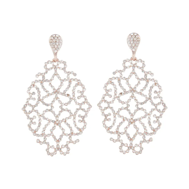 Rose Gold Diamante Intricate Stone Earrings sold by lovisa