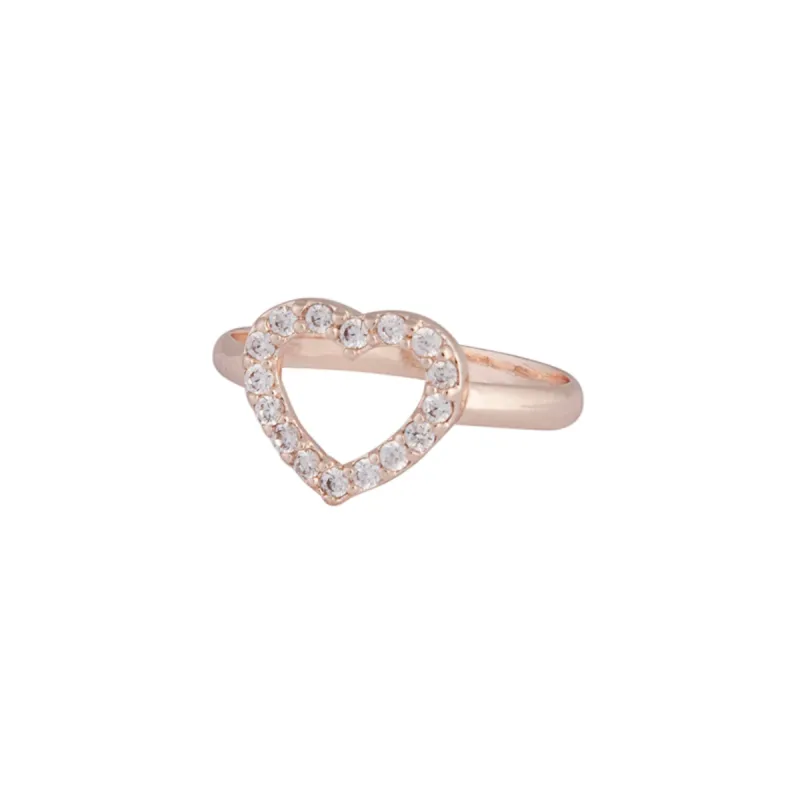 Rose Gold Cubic Zirconia Open Heart Ring sold by lovisa