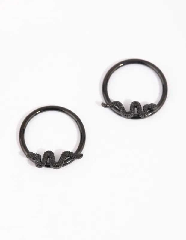 Matte Black Surgical Steel Snake Sleeper Earrings sold by lovisa