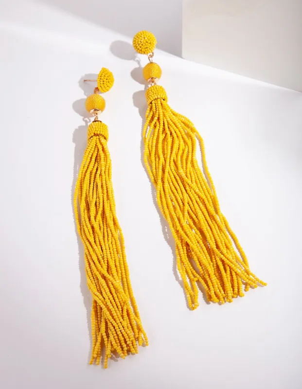Yellow fine Beaded Earrings sold by lovisa