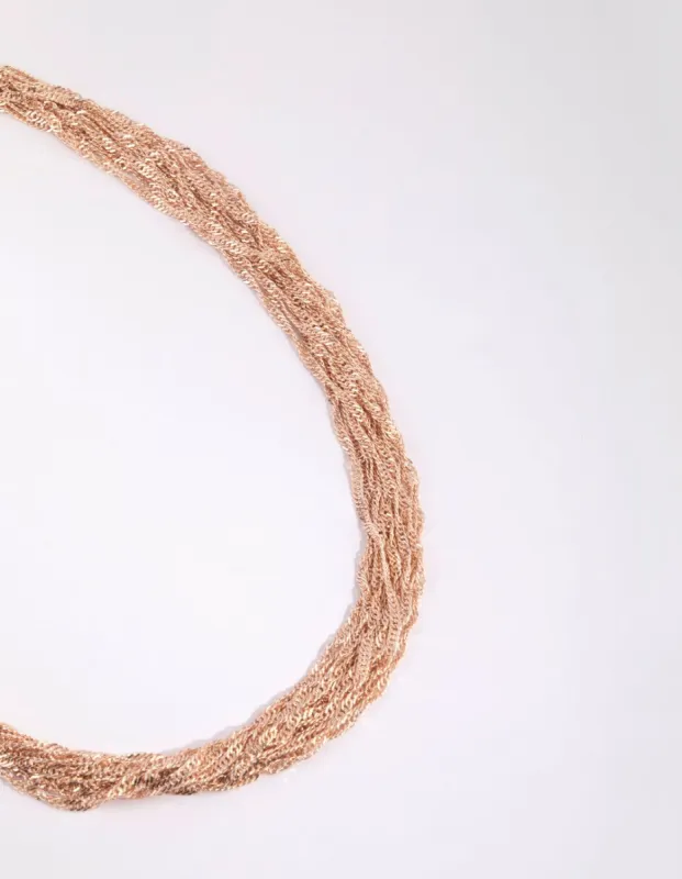 Rose Gold Fine Twisted Chain Necklace sold by lovisa