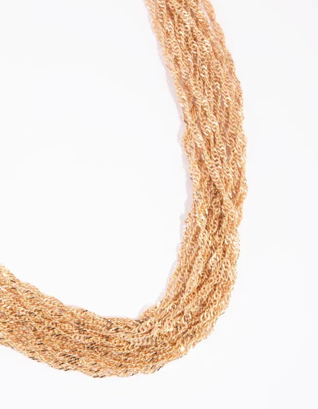Gold Fine Twisted Chain Necklace sold by lovisa