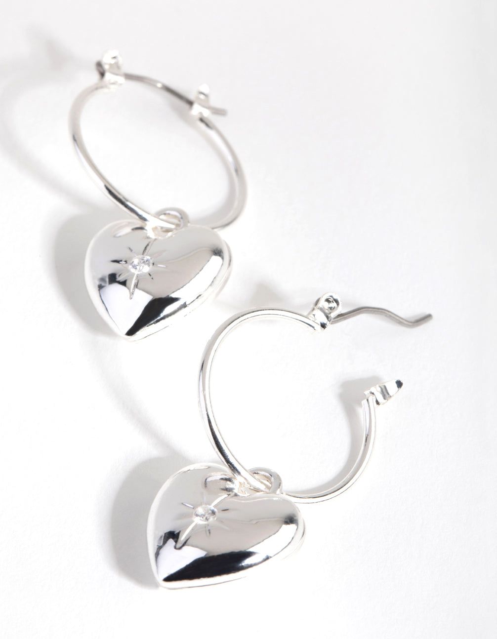 Silver Plated Cubic Zirconia Heart Hoop Earrings sold by lovisa product image thumbnail 2