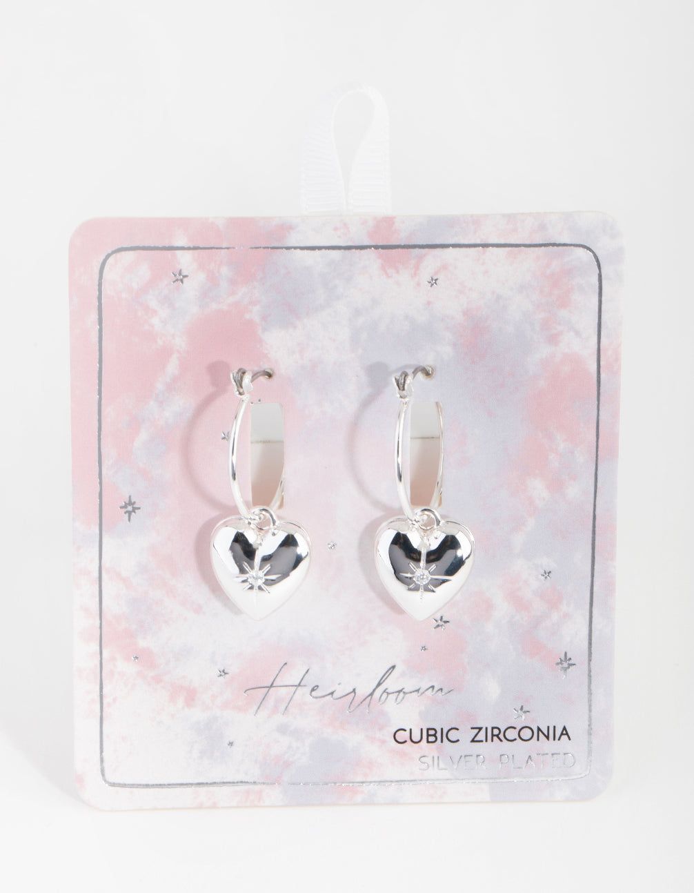 Silver Plated Cubic Zirconia Heart Hoop Earrings sold by lovisa product image thumbnail 3