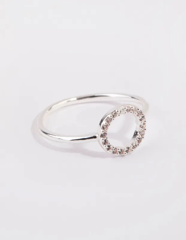 Silver Cubic Zirconia Open Circle Ring sold by lovisa