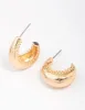 Gold Cross Hatched Curved Huggie Hoop Earrings sold by lovisa