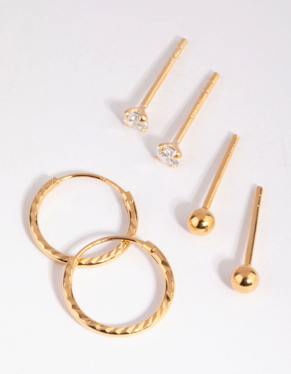 Gold Plated Sterling Silver Ball Stud & Hoop Earring Pack sold by lovisa
