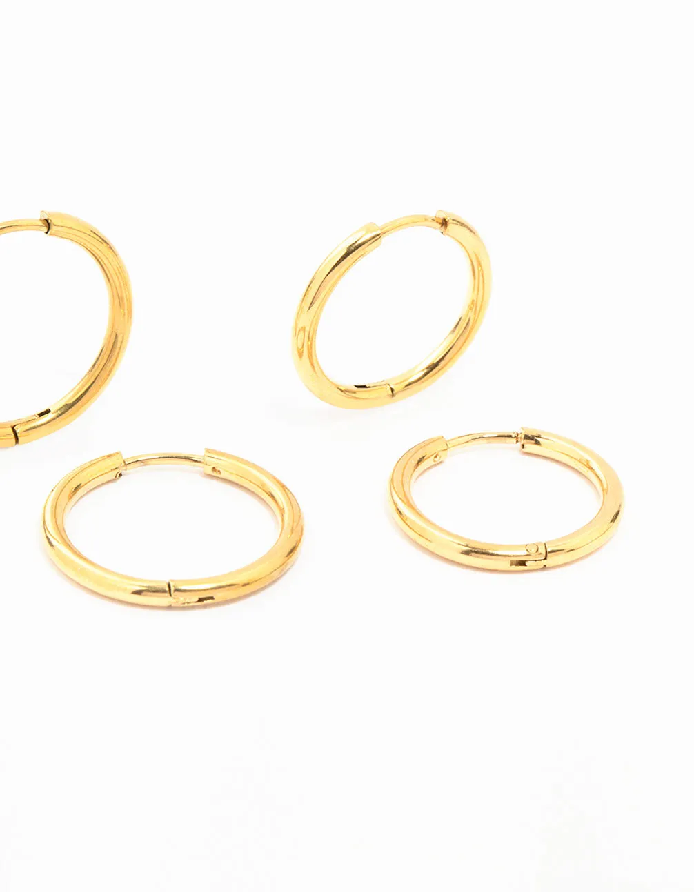 Waterproof Gold Plated Stainless Steel Mini Hoop Earrings 2-Pack sold by lovisa product image thumbnail 3
