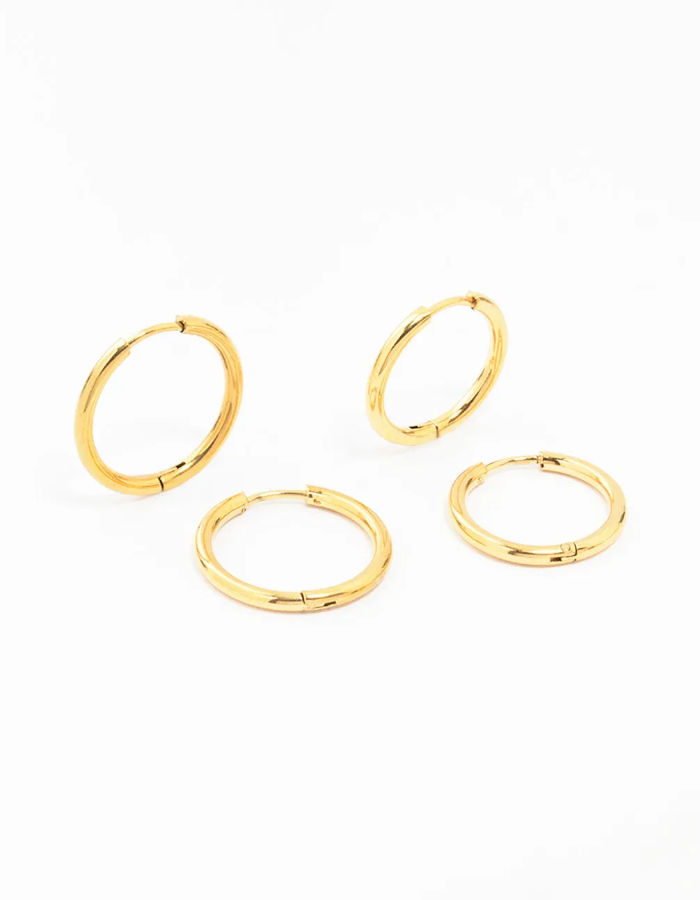 Waterproof Gold Plated Stainless Steel Mini Hoop Earrings 2-Pack sold by lovisa
