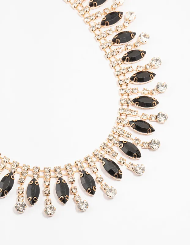 Gold Statement Black Necklace sold by lovisa