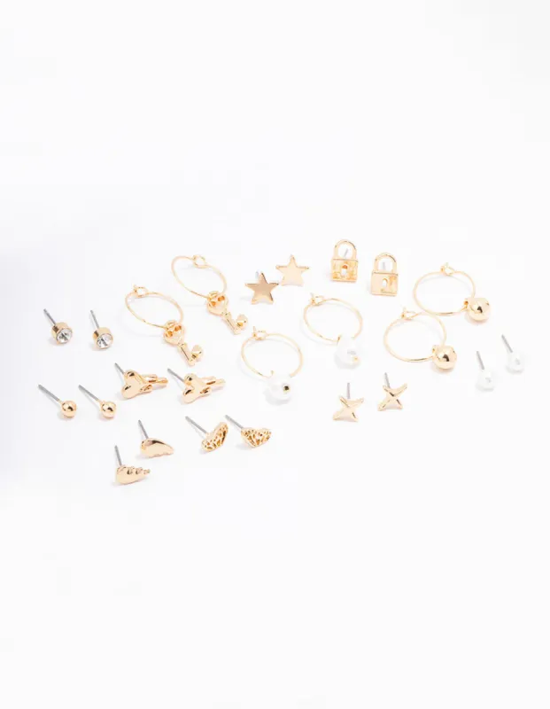 Gold Pearl Drip Heart Earring 12-Pack sold by lovisa