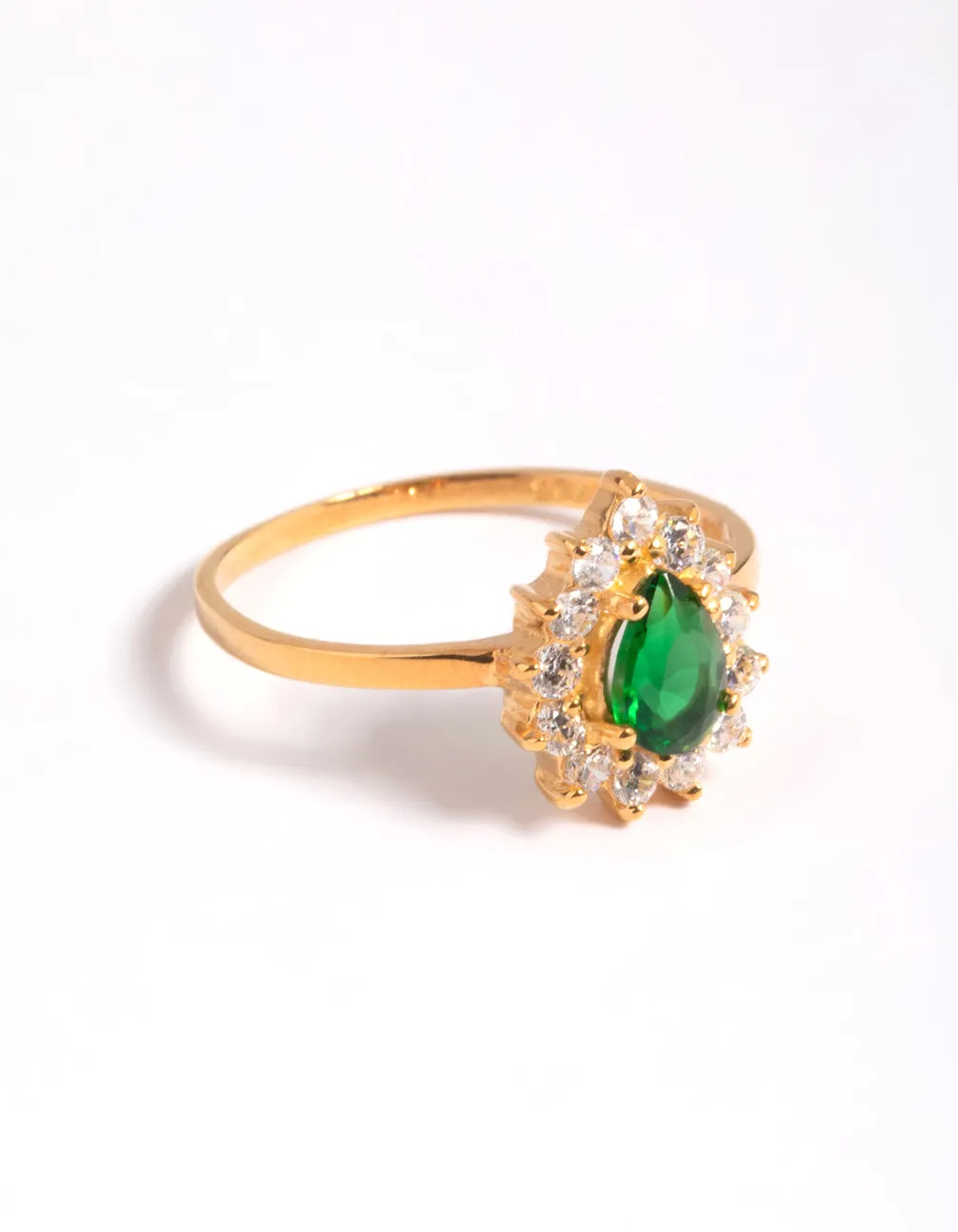 Gold Plated Sterling Silver Green Pear Ring sold by lovisa