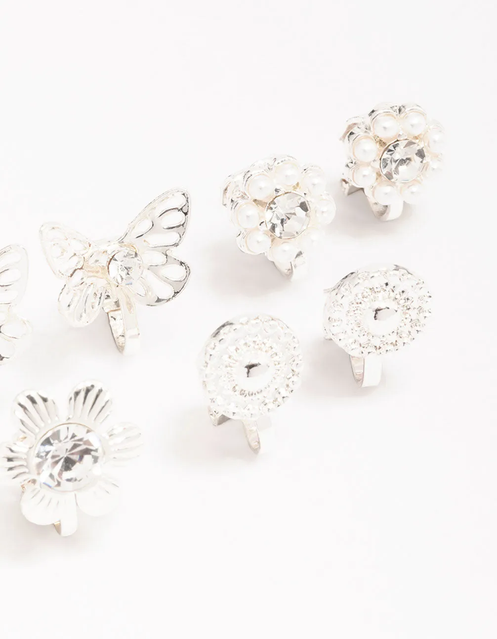 Silver Butterfly & Flower Clip On Earring 5-Pack sold by lovisa product image thumbnail 3