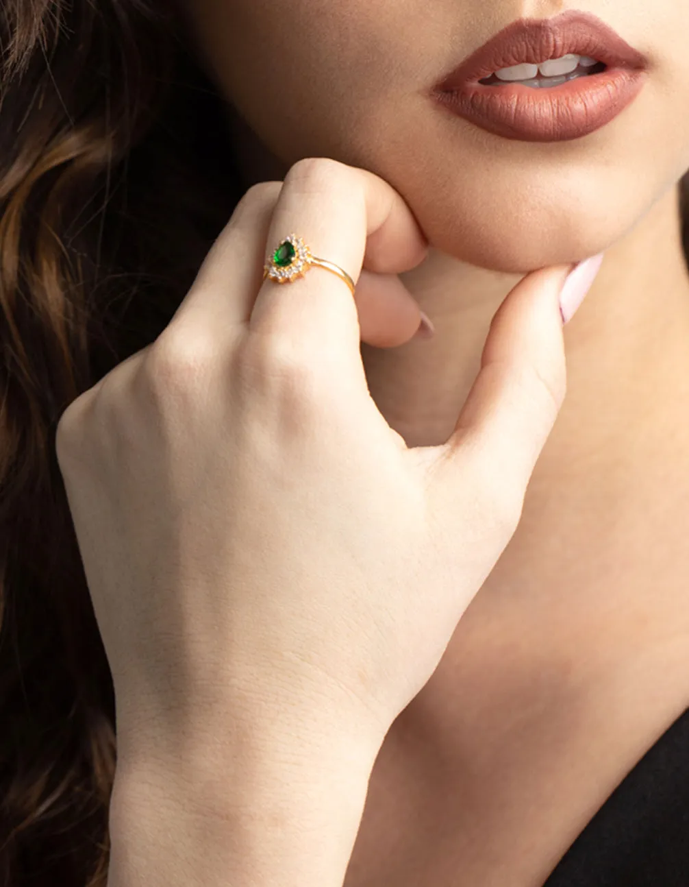 Gold Plated Sterling Silver Green Pear Ring sold by lovisa product image thumbnail 2