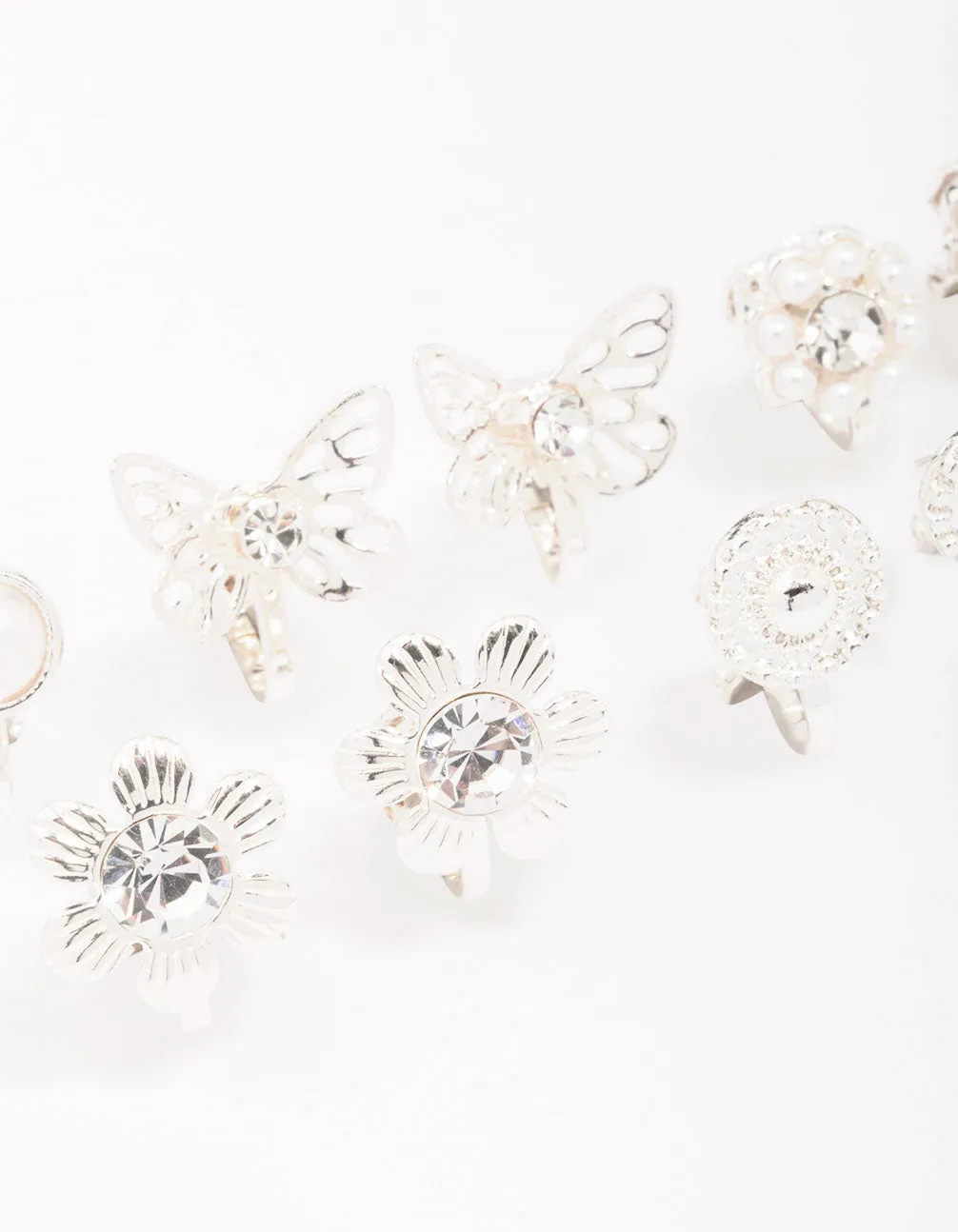 Silver Butterfly & Flower Clip On Earring 5-Pack sold by lovisa product image thumbnail 2