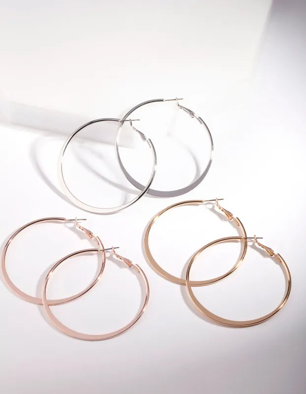 Mixed Metal Square Edged Hoop Earring Pack sold by lovisa