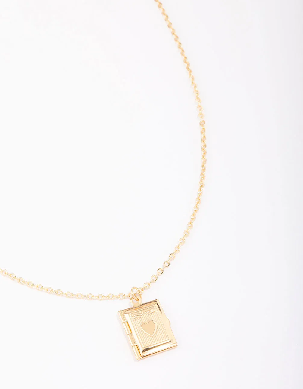 Gold Plated Heart Book Locket Pendant Necklace sold by lovisa