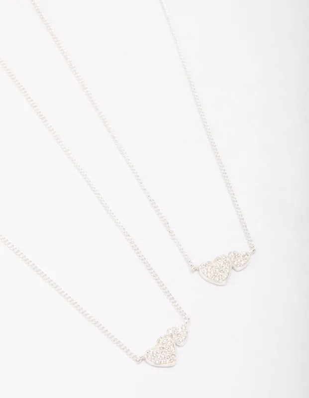 Silver Plated Cubic Zirconia Interlinked Heart Pendant Necklace Pack sold by lovisa