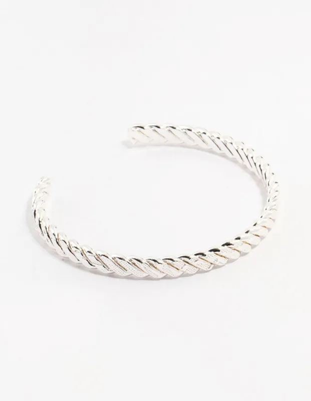 Silver Twisted Rope Wrist Cuff sold by lovisa