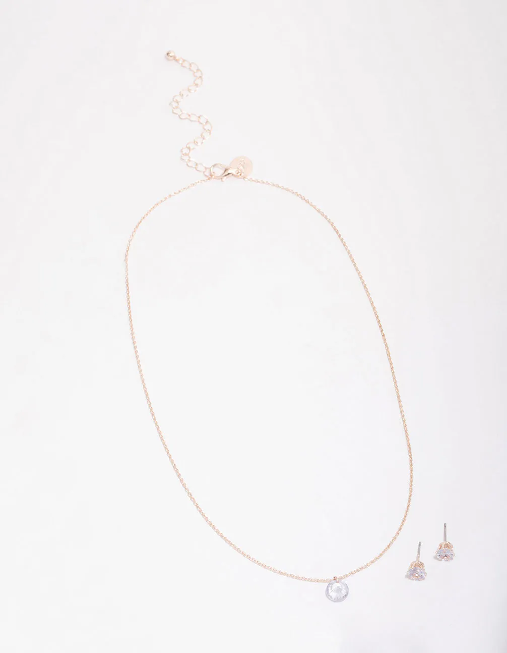 Rose Gold Floating Cubic Zirconia Droplet Necklace & Earring Set sold by lovisa product image thumbnail 2