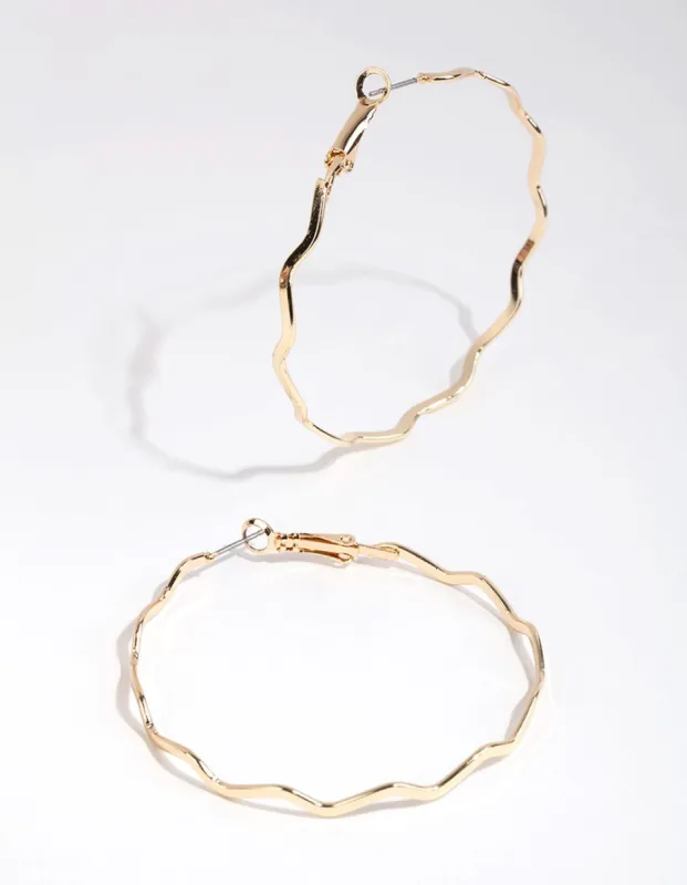 Gold Wiggle Hoop Earrings made by lovisa
