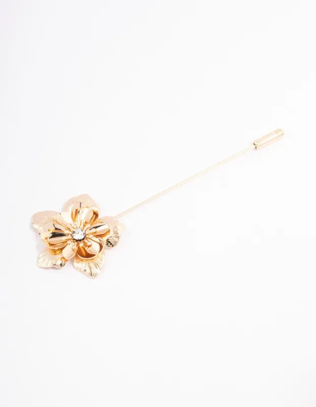 Gold Large Flower Scarf Pin sold by lovisa