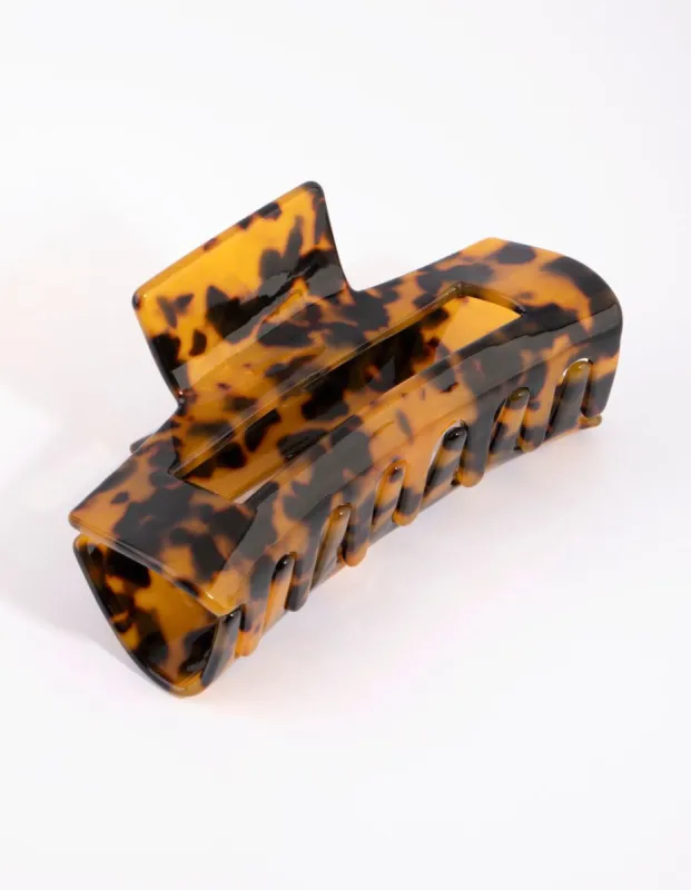 Long Rectangular Tortoiseshell Acrylic Claw sold by lovisa