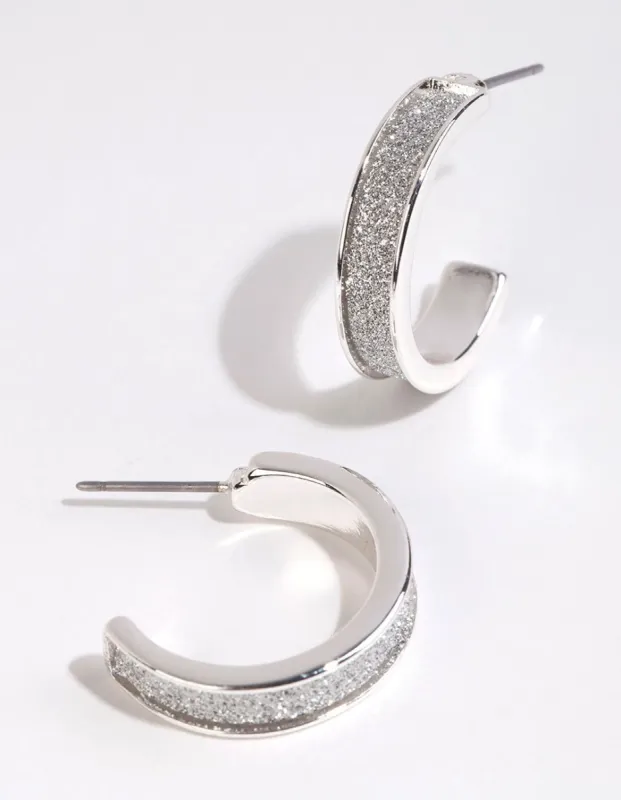 Silver Glitter Paper Hoop Earrings sold by lovisa