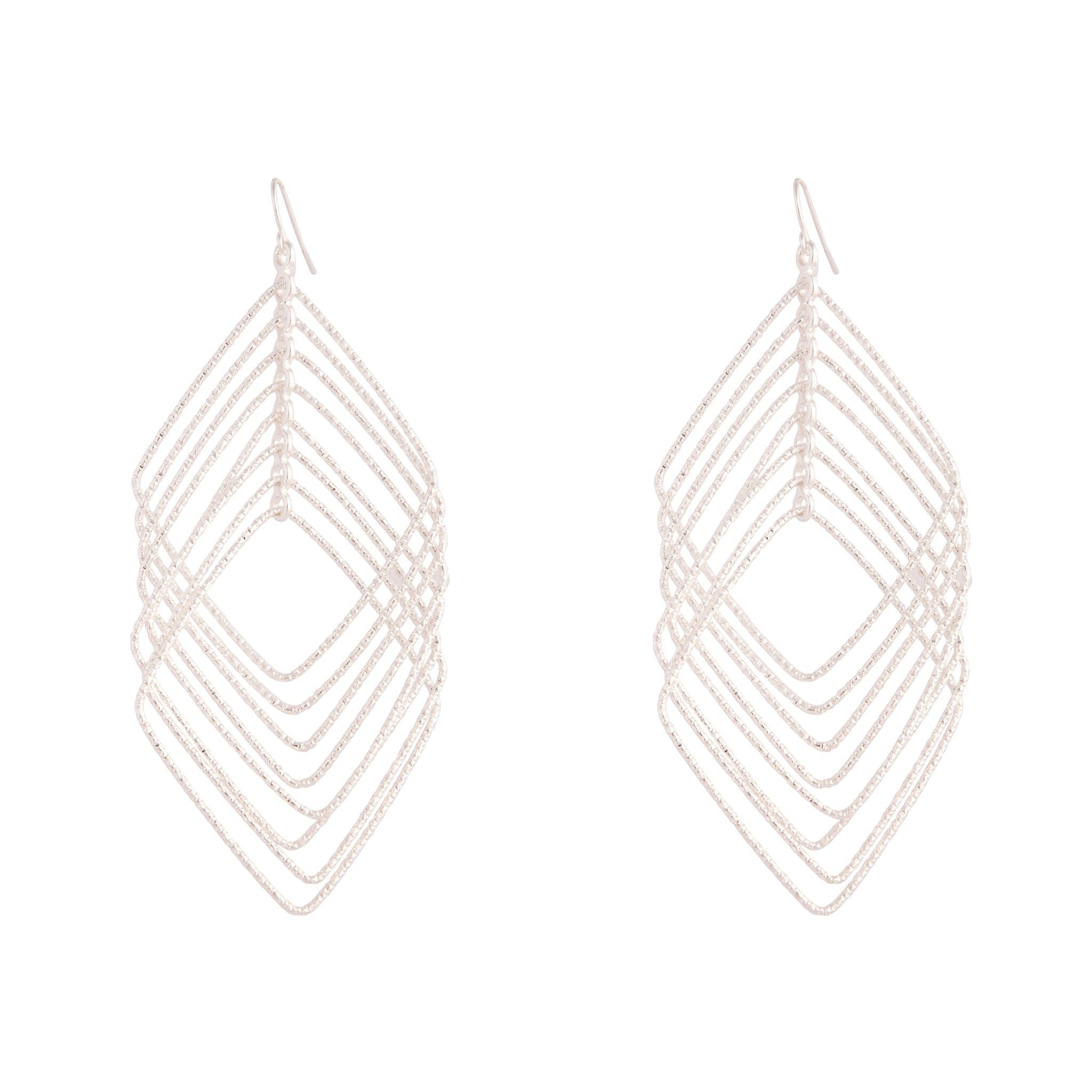 Silver Diamond Cut Drop Earrings sold by lovisa