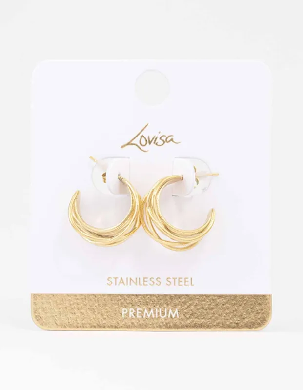 Waterproof Gold Plated Stainless Steel Organic Wire Hoop Earrings sold by lovisa