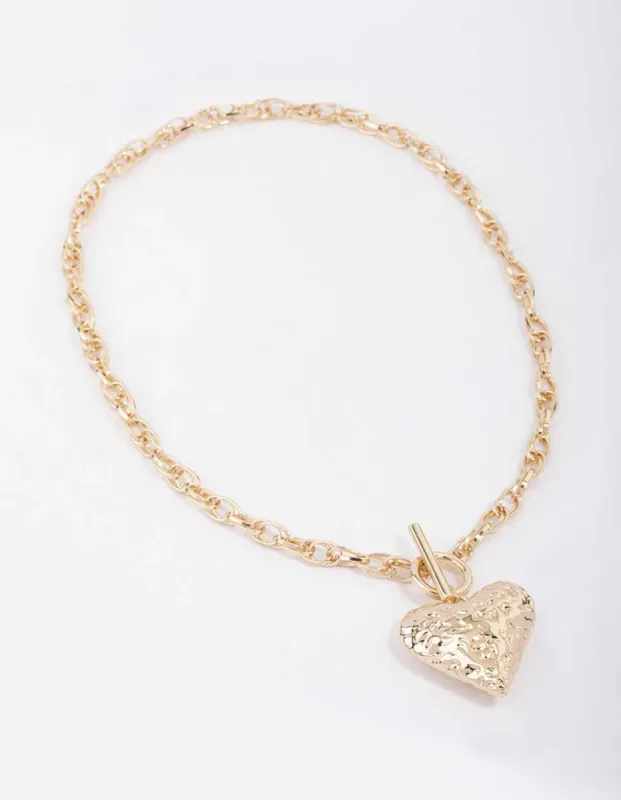 Gold Filigree Puffy Heart Necklace sold by lovisa