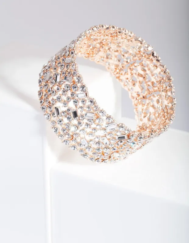 Rose Gold Gem Diamante Bracelet sold by lovisa