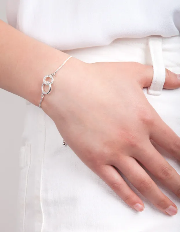 Silver Diamante Linked Bracelet sold by lovisa