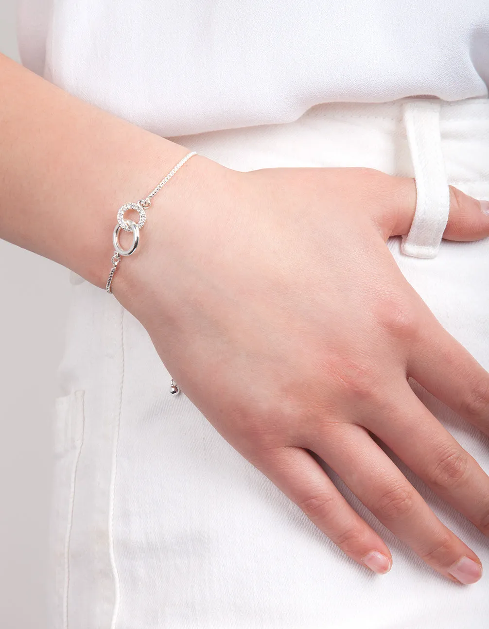 Silver Diamante Linked Bracelet sold by lovisa