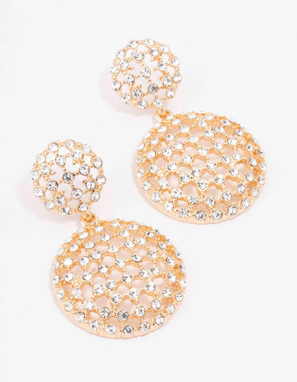 Gold Sparkly Dome Drop Earrings sold by lovisa