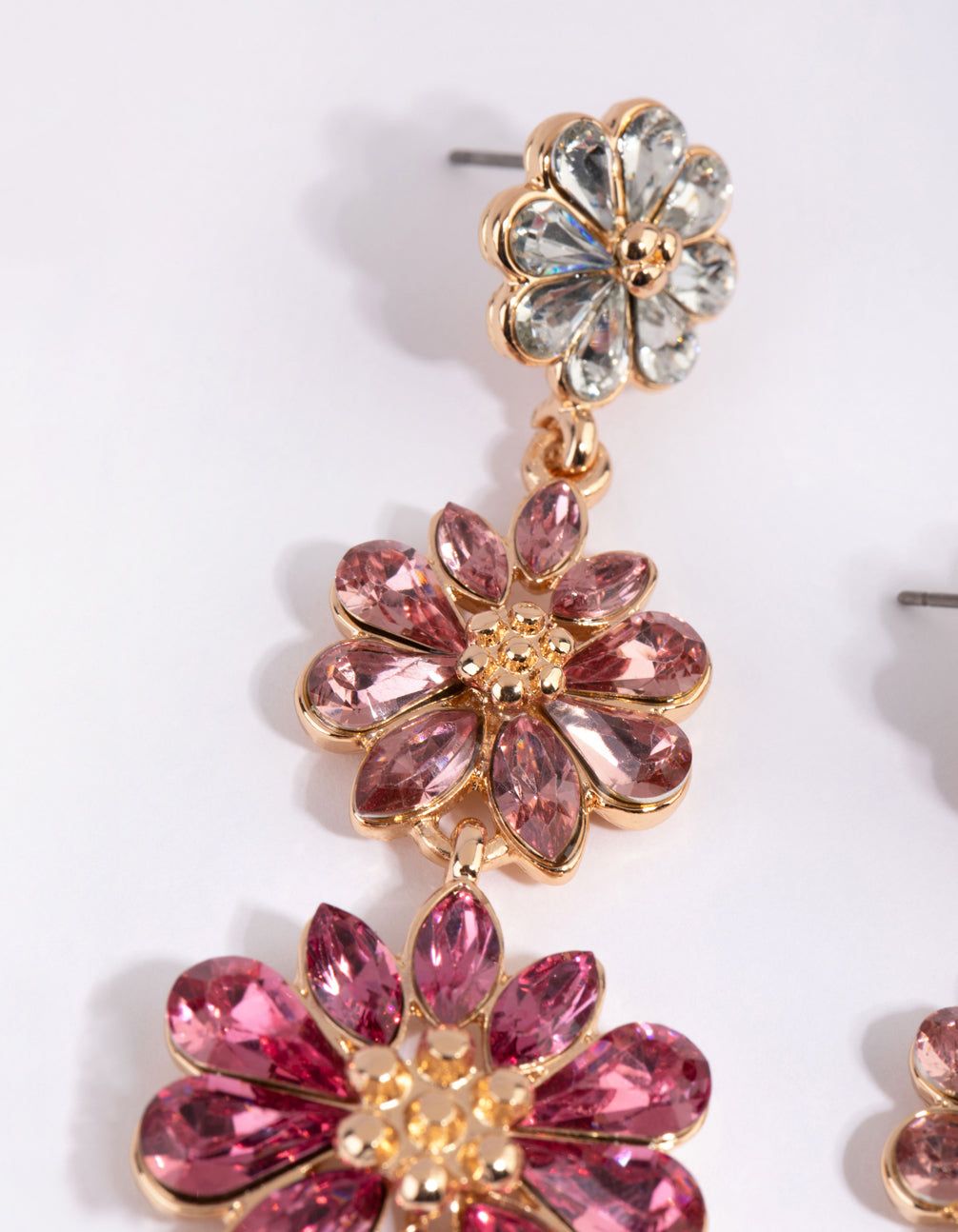 Gold & Pink Triple Flower Drop Earrings sold by lovisa product image thumbnail 2