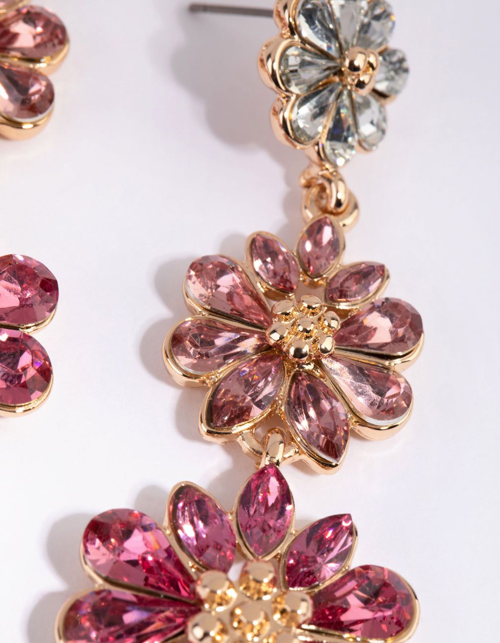 Gold & Pink Triple Flower Drop Earrings sold by lovisa product image thumbnail 3